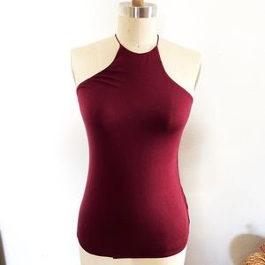 Bailey 44 Maroon slim fit double layer jersey stretch tank Size Small